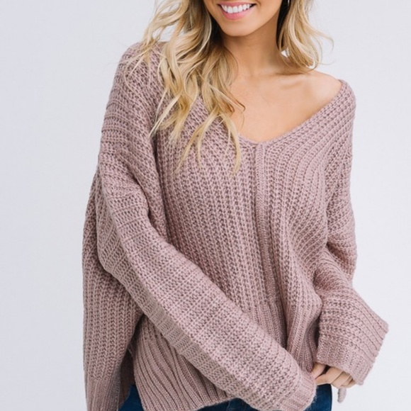 NWT Mocha V-Neck Sweater - Picture 7 of 8